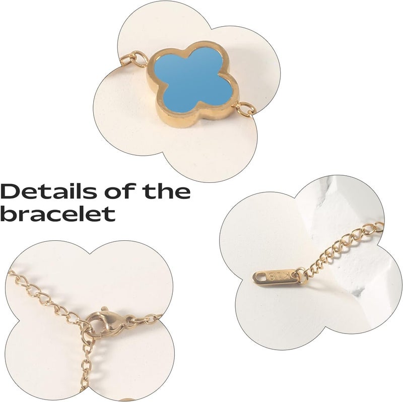 GRBeid double sided 18K Gold Plated Clover Bracelet for Women, Dupe Four Leaf Flower Lucky Chain Bangle, Cute Jewelry Gift for Her Mom Wife - Image 4